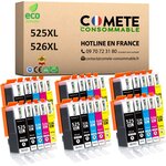 525xl 526xl - 30 cartouches compatible avec canon pgi-525 cli-526 xl  ou 525 526 xl pour imprimante canon pixma - 12 noir +6 cyan +6 magenta +6 jaune