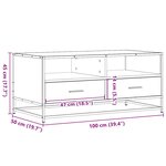 vidaXL Table basse chêne fumé 100x50x45 cm bois d'ingénierie et métal