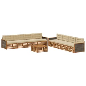 vidaXL Ensemble de canapés d'extérieur 9 Pièces Naturel et Beige