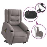 vidaXL Fauteuil inclinable de massage Taupe Tissu