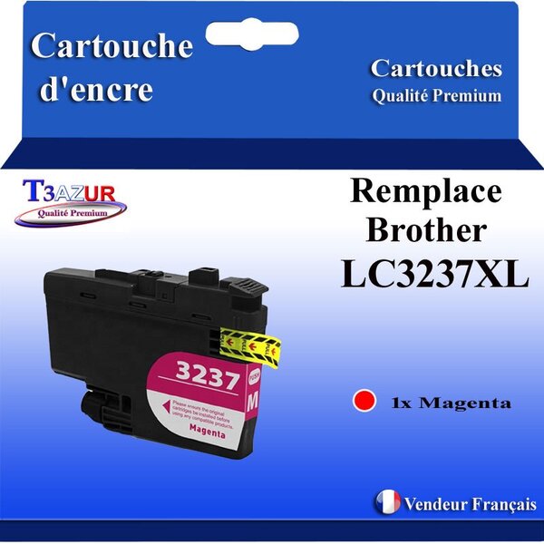T3AZUR- Cartouche compatible avec Brother LC3237 XL Magenta pour Brother MFC-J5945DW  MFC-J6945DW