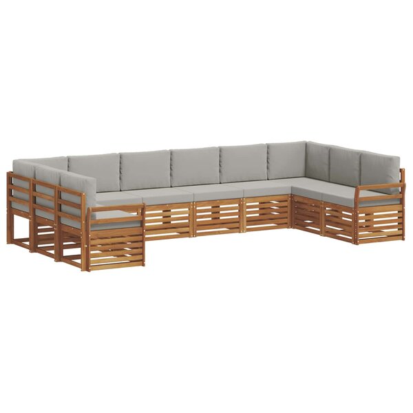vidaXL Ensemble de canapés d'extérieur 10 pc Gris Naturel et Clair