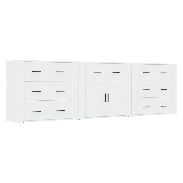 vidaXL Buffets 3 Pièces Blanc Bois d'ingénierie