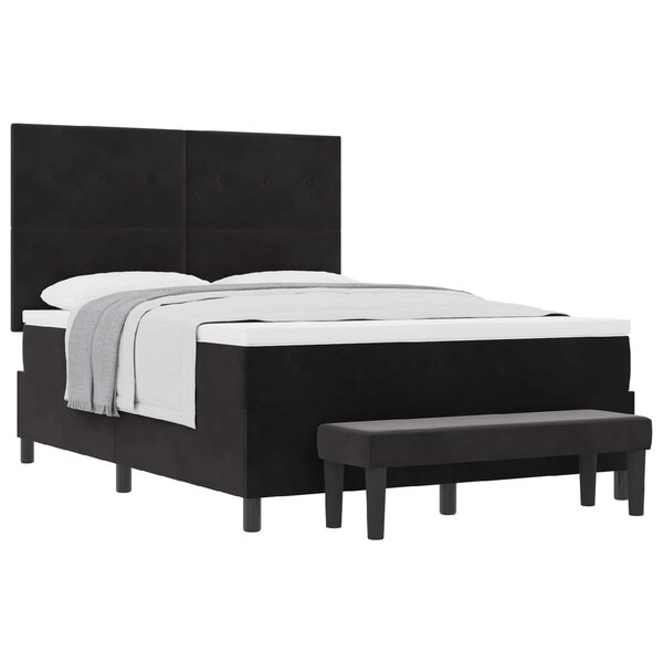 vidaXL Lit à ressorts avec tête de lit Noir 190 x 140 cm Velours