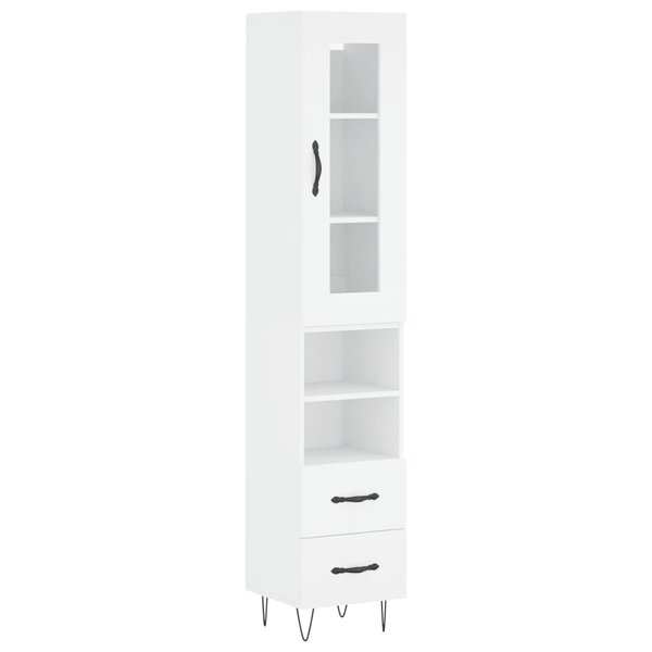 vidaXL Buffet haut Blanc 34 5x34x180 cm Bois d'ingénierie