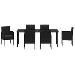 vidaXL Ensemble de salle à manger pour jardin 7 Pièces Noir Poly rotin