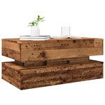vidaXL Table basse avec lumières LED vieux bois 90x50x40 cm