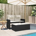 vidaXL Banc inclinable de jardin avec coussins noir résine tressée