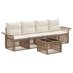 vidaXL Ensemble de canapé de jardin 5 Pièces Beige polyrotin