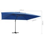 vidaXL Parasol déporté avec lumières LED Aluminium 400x300cm Bleu azur