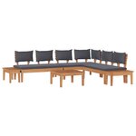 vidaXL Ensemble de banc de jardin avec coussin 3 Pièces Brun  Gris