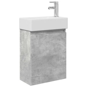 vidaXL Meuble de salle de bain avec robinet Gris béton