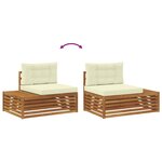 vidaXL Ensemble de canapés d'extérieur avec coussin Naturel et Crème