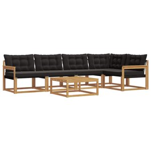 vidaXL Ensemble de canapés d'extérieur 6 Pièces Blanc et noir