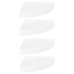 vidaXL Étagères d'angle flottantes 4 pièces Blanc brillant 25 x 25 x 3 8 cm MDF