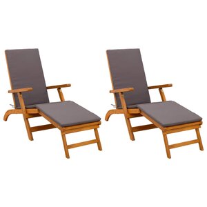 vidaXL Chaise longue inclinable et pliable 2 pc Bois d'Acacia Massif