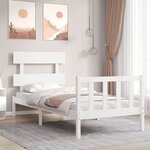 vidaXL Cadre de lit et tête de lit blanc 100x200 cm bois massif