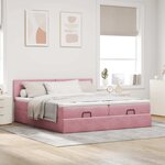 vidaXL Cadre de lit ottoman avec matelas rose 160x200 cm velours