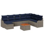 vidaXL Ensemble de canapé de jardin 9 Pièces Gris Poly rotin