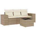 vidaXL Salon de jardin avec coussins 4 Pièces beige résine tressée