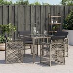 vidaXL Chaises de jardin avec coussins lot de 4 gris résine tressée