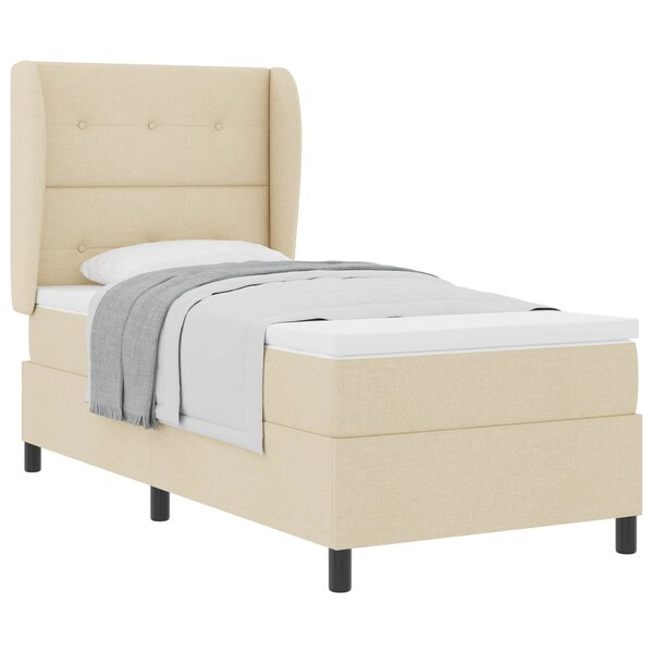 vidaXL Lit à ressorts avec matelas Crème 90 x 200 cm tissu