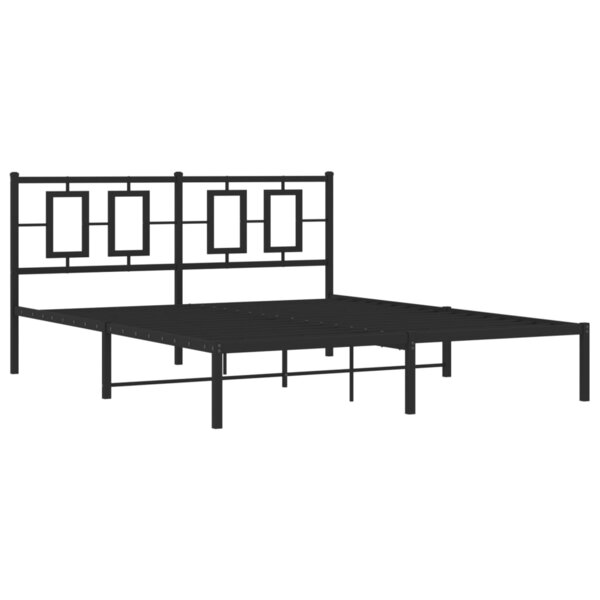 vidaXL Cadre de lit métal avec tête de lit noir 150x200 cm