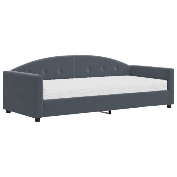 vidaXL Lit de jour avec matelas gris foncé 90x190 cm velours