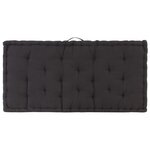 vidaXL Coussin de plancher de palette Coton 120x80x10 cm Noir