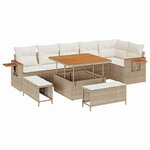 vidaXL Ensemble de canapé de jardin avec coussin 9 Pièces beige et crème
