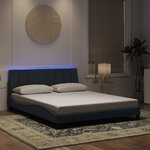 vidaXL Cadre de lit avec LED sans matelas gris foncé 160x200cm velours