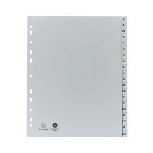 Intercalaires Imprimés Alphabétiques Pp Recyclé Gris - Az (alphabet Allemand) 20 Positions - A4 Maxi - Gris - X 25 - Exacompta