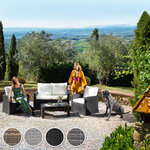 Tectake Salon bas de jardin LUCQUES 4 places - marron naturel