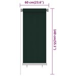 vidaXL Store roulant d'extérieur 60x140 cm Vert foncé PEHD