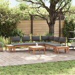 vidaXL Ensemble de banc de jardin avec coussin 3 Pièces Brun  Gris