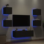 vidaXL Meuble TV muraux 5 Pièces avec lumières LED noir