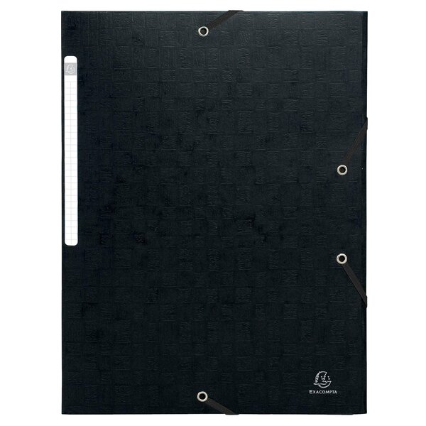 Chemises À Élastiques Carte Lustrée 3 Rabats Monobloc - Noir - X 50 - Exacompta
