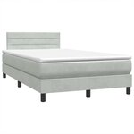 vidaXL Sommier à lattes de lit et matelas gris clair 120x210cm velours