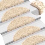 vidaXL Tapis d'escalier 20 pièces 56 x 17 x 3 cm Crème Demi-rond