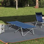 vidaXL Lit de camping pliant Bleu Métal  Tissu Standard Pliable