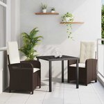vidaXL Ensemble de salle à manger pour jardin 3 Pièces Marron polyrotin