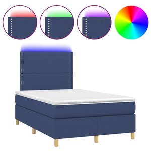 vidaXL Sommier à lattes de lit matelas et LED bleu 120x190 cm tissu