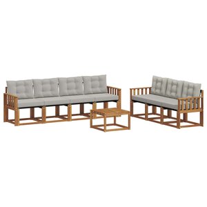 vidaXL Ensemble de canapés d'extérieur 8 Pièces Gris Naturel et Clair