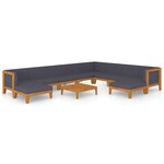 vidaXL Salon de jardin 11 Pièces avec coussins Bois d'acacia solide