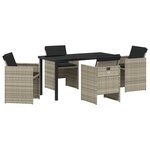 vidaXL Ensemble de salle à manger de jardin de 5 pièces avec coussins gris clair en poly rotin
