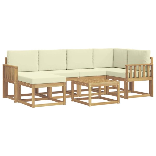 vidaXL Ensemble de canapés d'extérieur 7 Pièces Blanc et crème