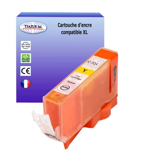 Cartouche compatible avec Canon CLI521 XL  Jaune - T3AZUR