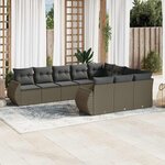 vidaXL Salon de jardin avec coussins 10 Pièces gris clair résine tressée