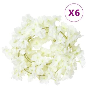 vidaXL Guirlandes de fleurs de Noël 6 Pièces blanc 180 cm