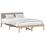 vidaXL Cadre de lit Marron et taupe 140 x 200 cm Bois massif en pin